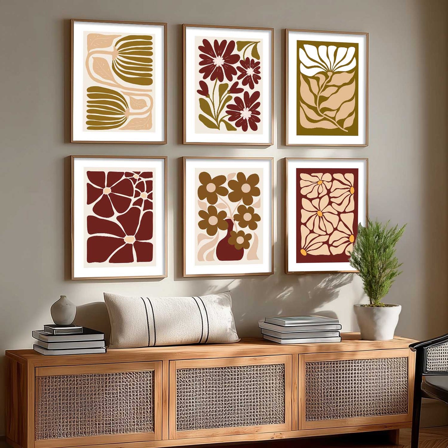 Floral Wall Art Paintings with Frame for Living Room Bedroom