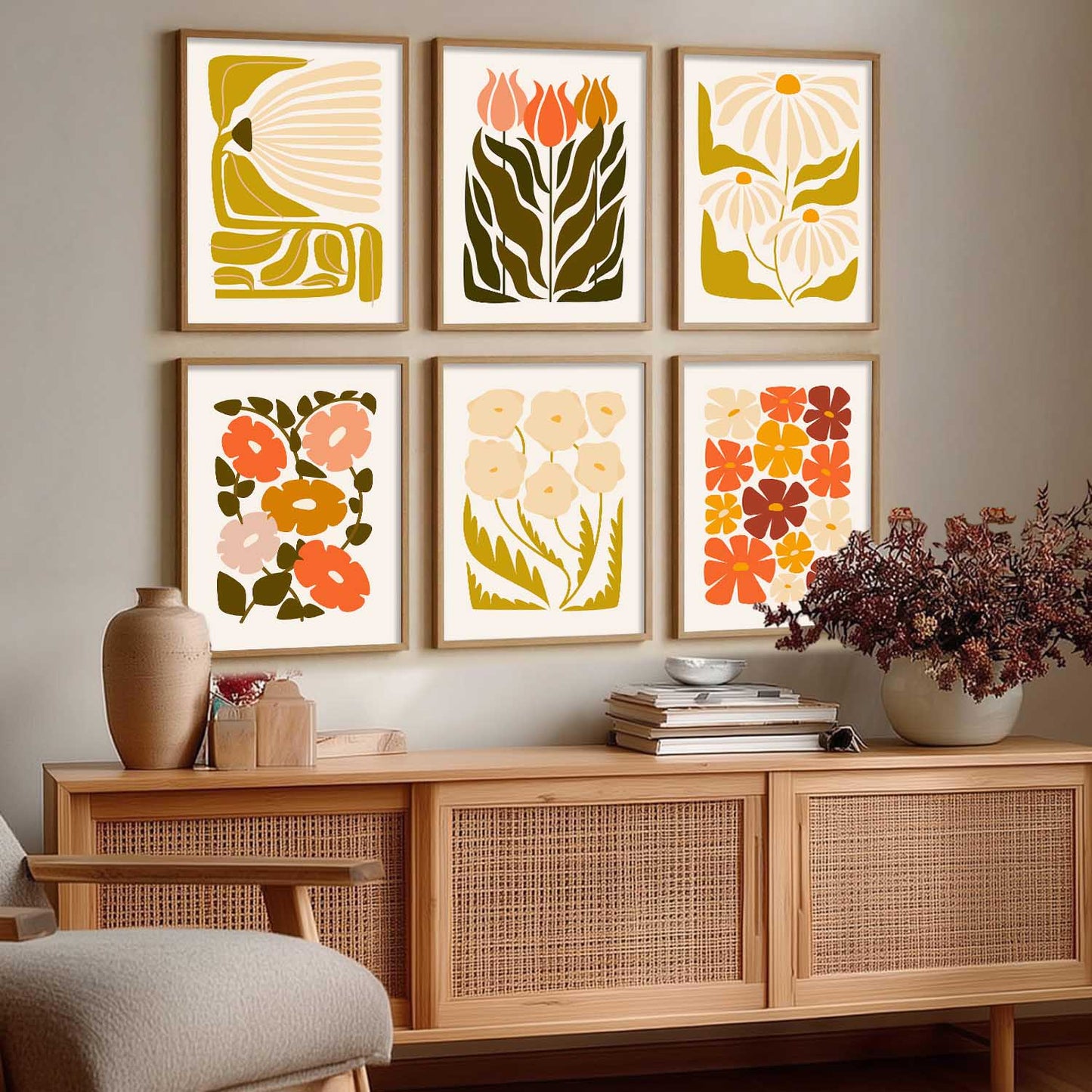 Botanical Wall Art Paintings with Frame for Living Room Bedroom