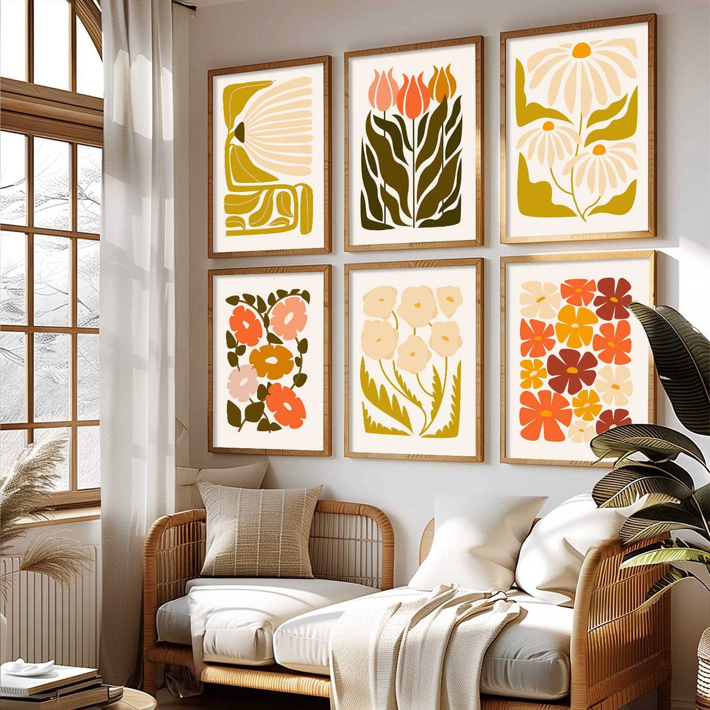 Botanical Wall Art Paintings with Frame for Living Room Bedroom
