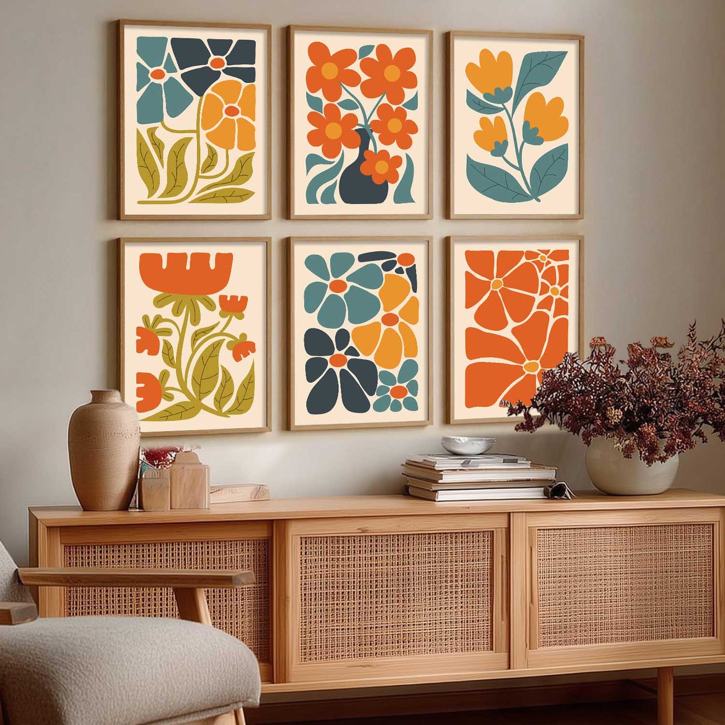 Floral Wall Art Paintings with Frame for Living Room  Bedroom