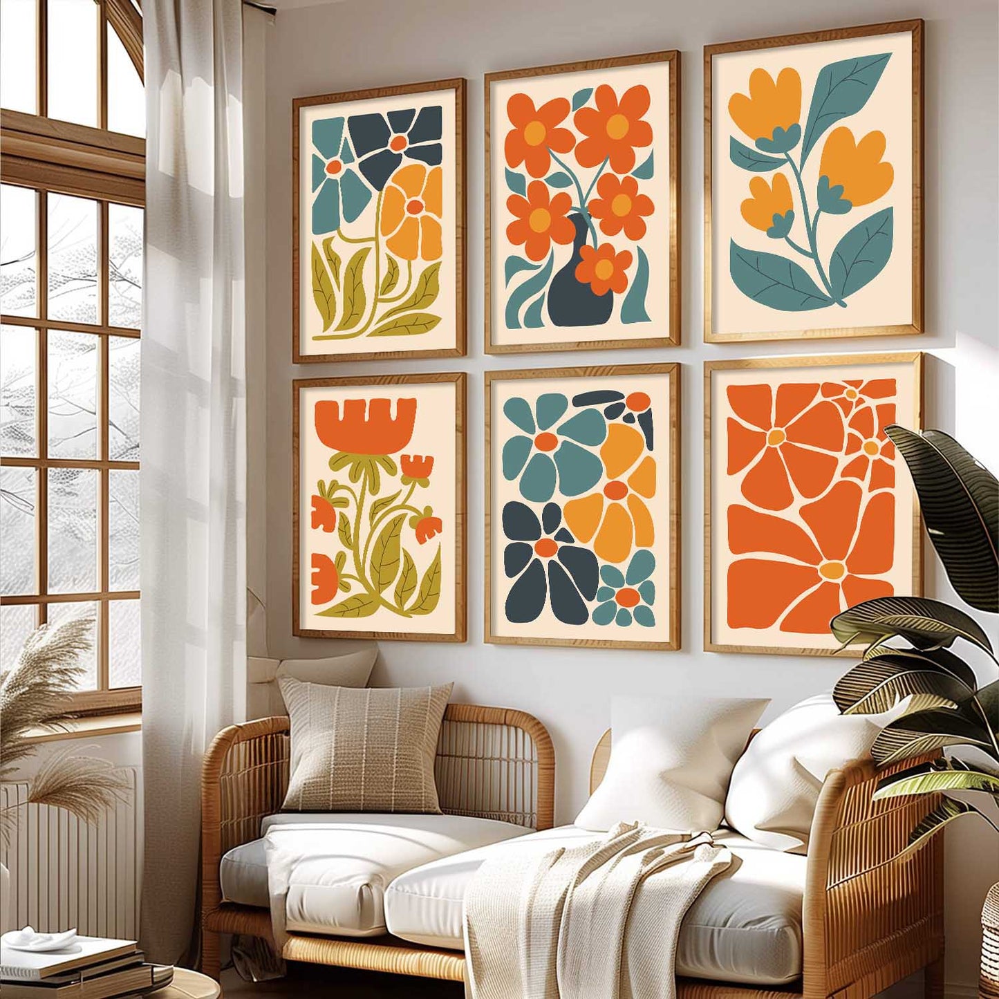 Floral Wall Art Paintings with Frame for Living Room  Bedroom