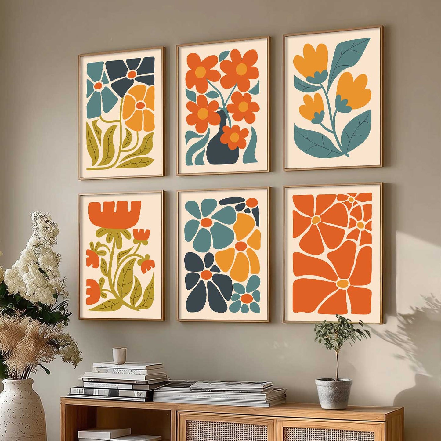 Floral Wall Art Paintings with Frame for Living Room  Bedroom