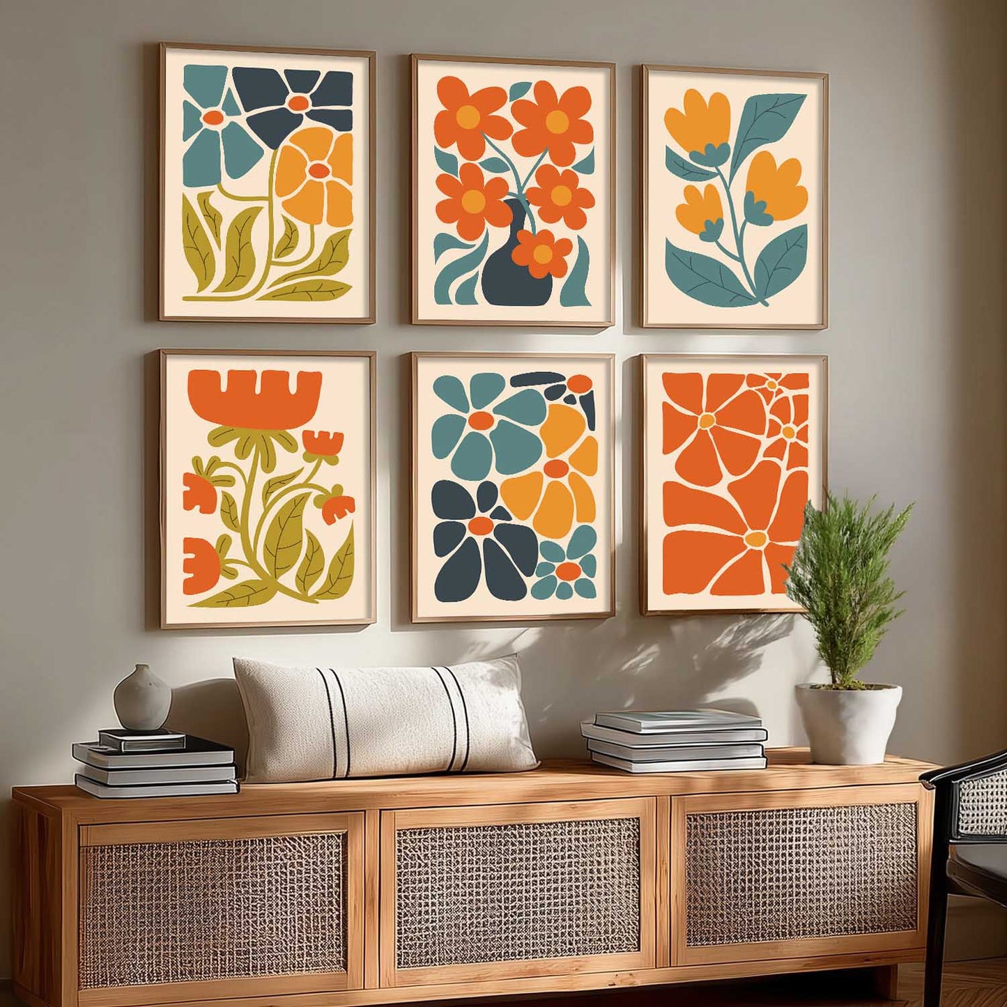 Floral Wall Art Paintings with Frame for Living Room  Bedroom