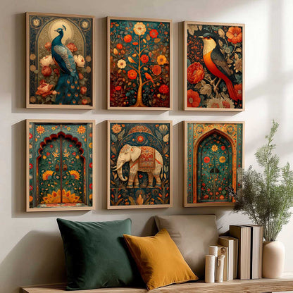 Traditional Madhubani Wall Art Paintings with Frame for Living Room  Bedroom