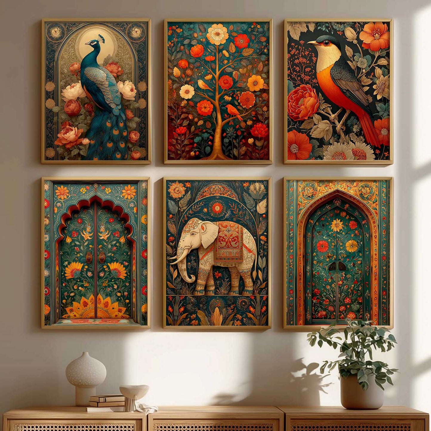 Traditional Madhubani Wall Art Paintings with Frame for Living Room  Bedroom