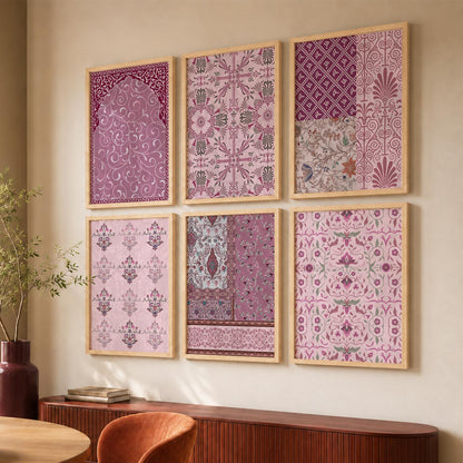 Traditional Indian Pattern Art Framed Posters for Home Living Room Bedroom and Office Wall Decor Set of 6