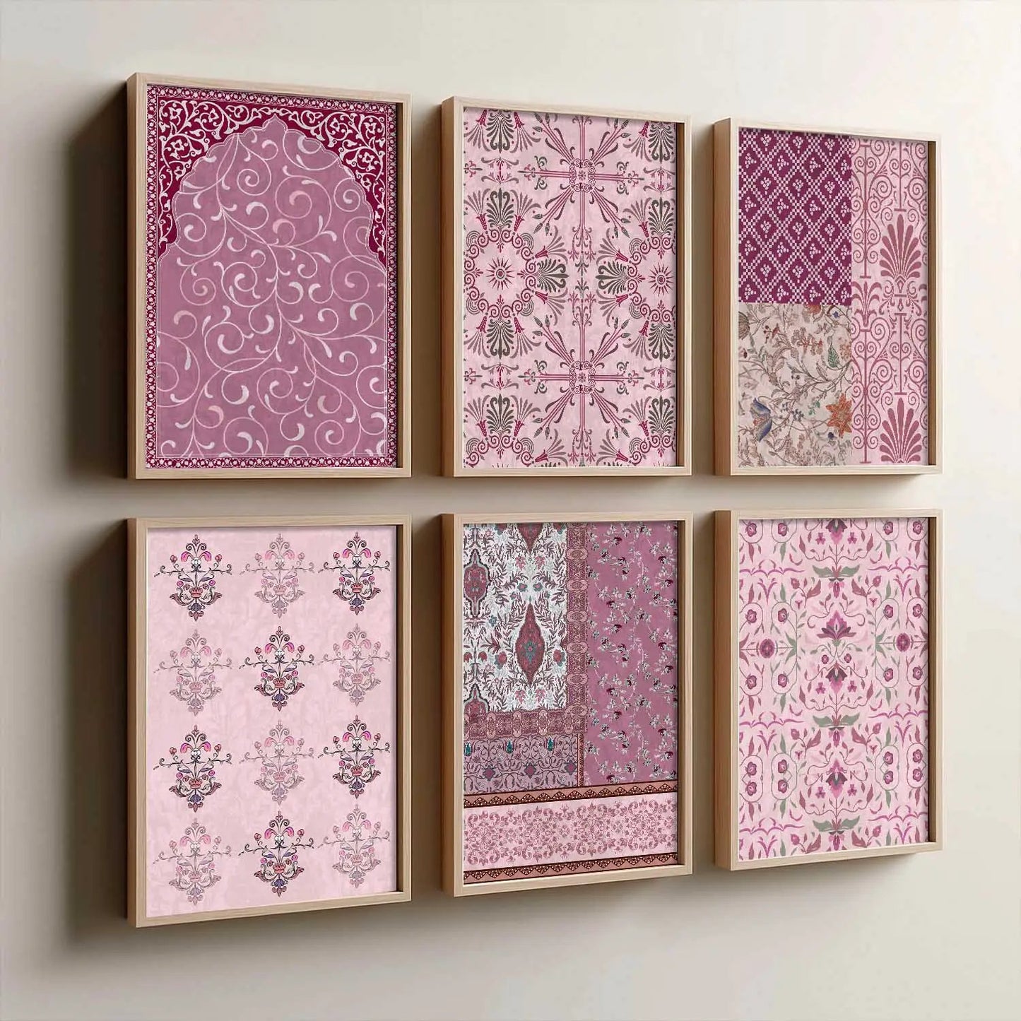 Traditional Indian Pattern Art Framed Posters for Home Living Room Bedroom and Office Wall Decor Set of 6