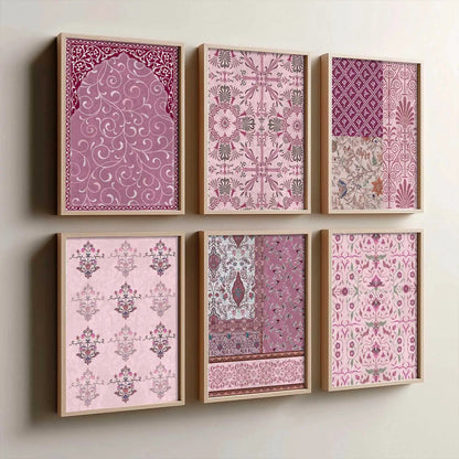 Traditional Indian Pattern Art Framed Posters for Home Living Room Bedroom and Office Wall Decor Set of 6