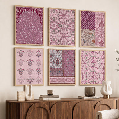 Traditional Indian Pattern Art Framed Posters for Home Living Room Bedroom and Office Wall Decor Set of 6