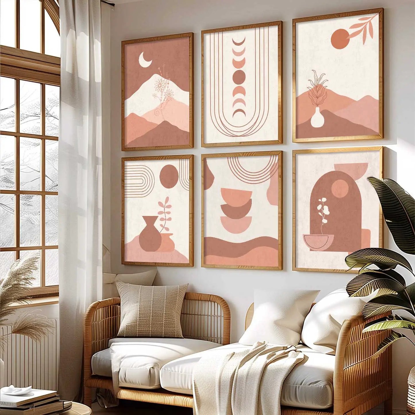 Boho Framed Wall Art Prints | Set of 6 | Home Decor