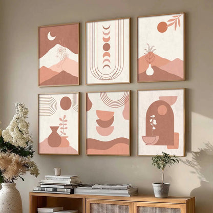 Boho Framed Wall Art Prints | Set of 6 | Home Decor