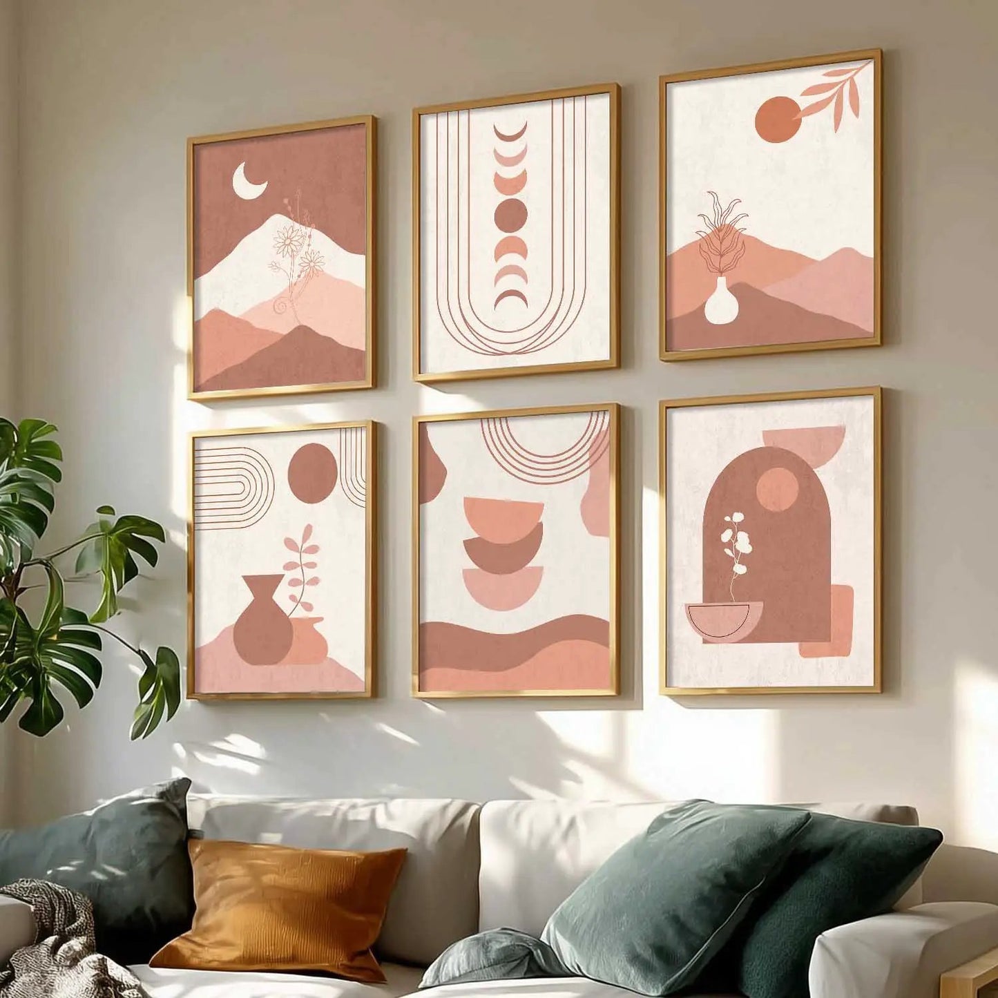 Boho Framed Wall Art Prints | Set of 6 | Home Decor
