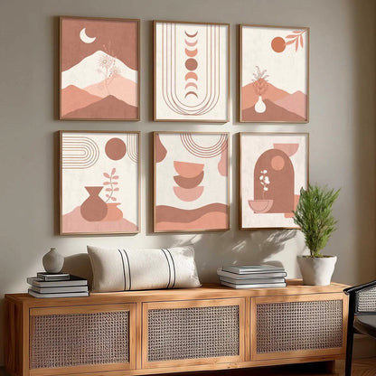 Boho Framed Wall Art Prints | Set of 6 | Home Decor