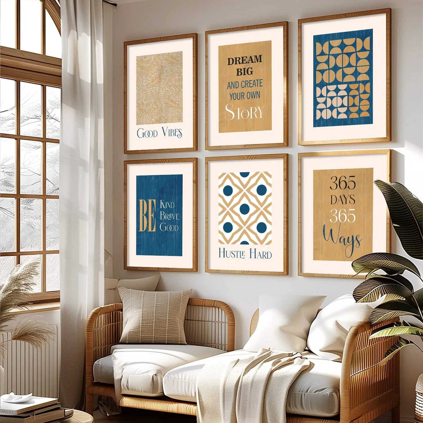 Motivational Quotes Framed Posters for Home Living Room Bedroom and Office Wall Decor Set of 6