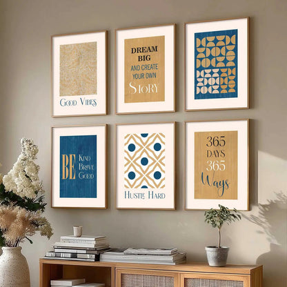 Motivational Quotes Framed Posters for Home Living Room Bedroom and Office Wall Decor Set of 6