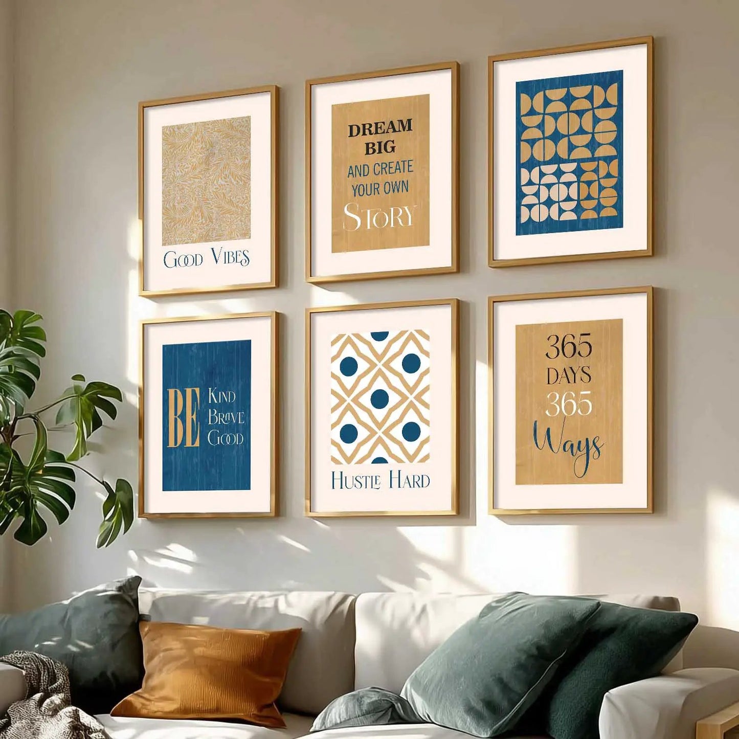 Motivational Quotes Framed Posters for Home Living Room Bedroom and Office Wall Decor Set of 6