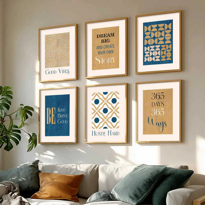 Motivational Quotes Framed Posters for Home Living Room Bedroom and Office Wall Decor Set of 6