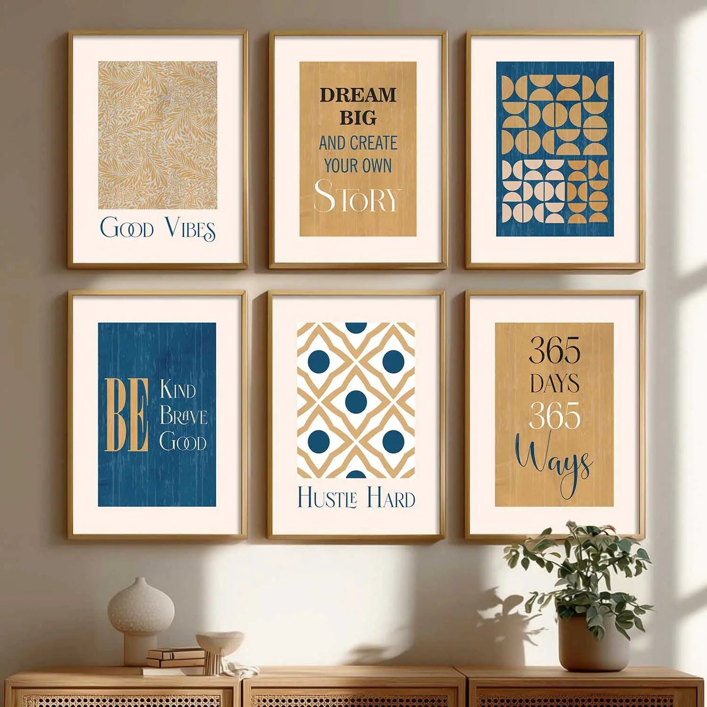 Motivational Quotes Framed Posters for Home Living Room Bedroom and Office Wall Decor Set of 6