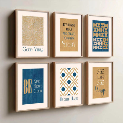Motivational Quotes Framed Posters for Home Living Room Bedroom and Office Wall Decor Set of 6
