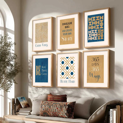Motivational Quotes Framed Posters for Home Living Room Bedroom and Office Wall Decor Set of 6