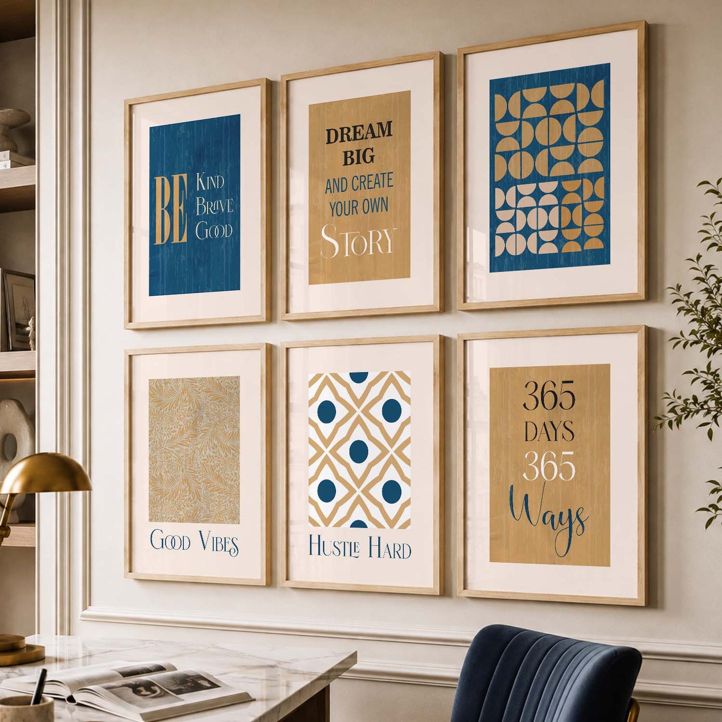 Bold Typography Motivational Quotes Wall Art Set of 6 Framed Prints for Reading Corner