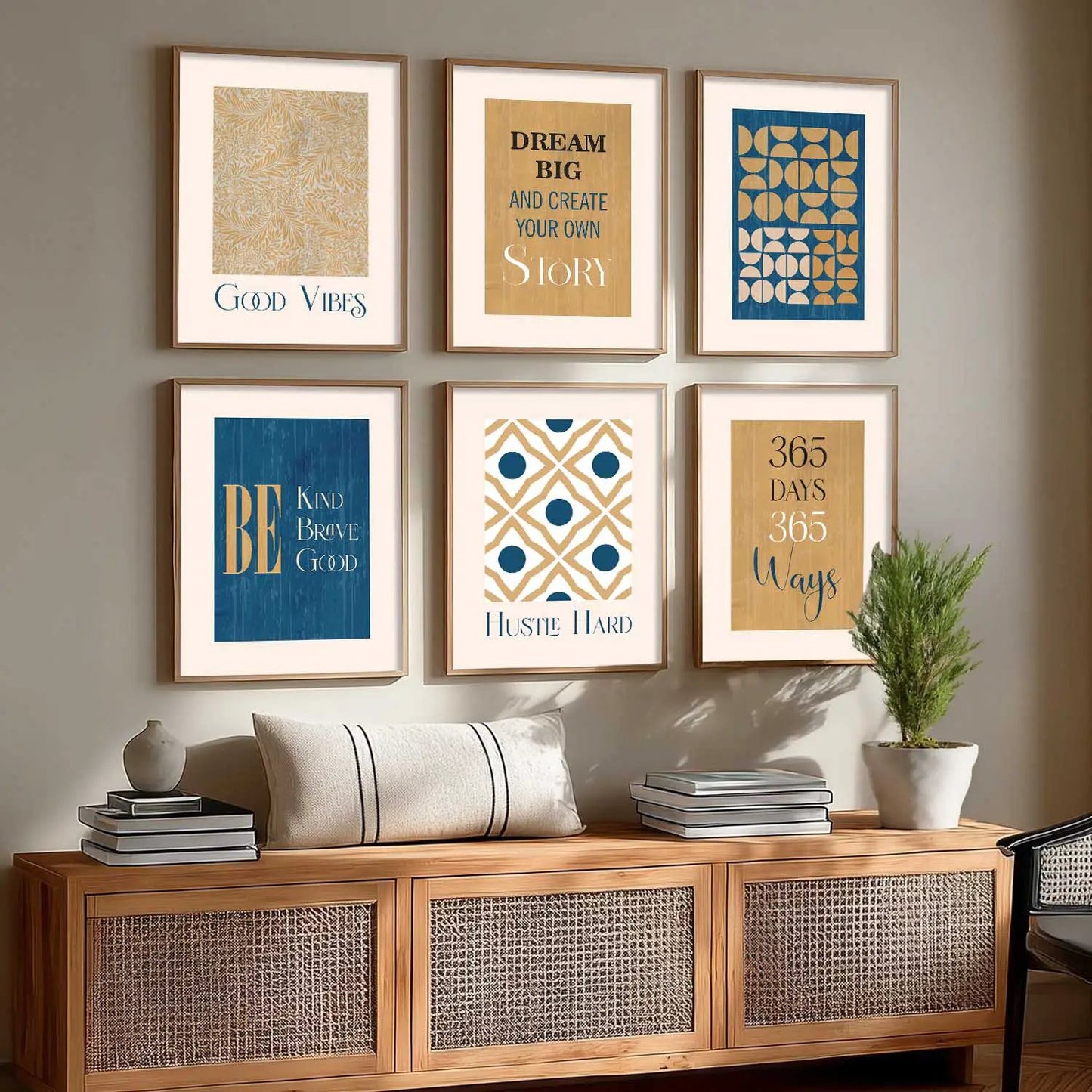Motivational Quotes Framed Posters for Home Living Room Bedroom and Office Wall Decor Set of 6