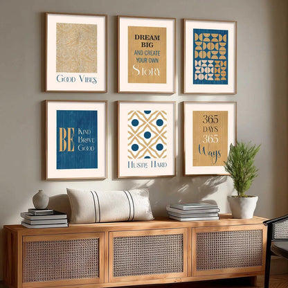 Motivational Quotes Framed Posters for Home Living Room Bedroom and Office Wall Decor Set of 6