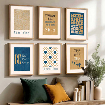 Motivational Quotes Framed Posters for Home Living Room Bedroom and Office Wall Decor Set of 6
