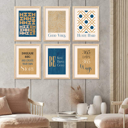 Motivational Quotes Framed Posters for Home Living Room Bedroom and Office Wall Decor Set of 6