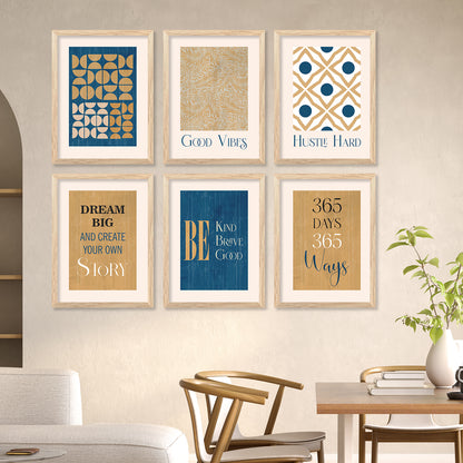 Motivational Quotes Framed Posters for Home Living Room Bedroom and Office Wall Decor Set of 6