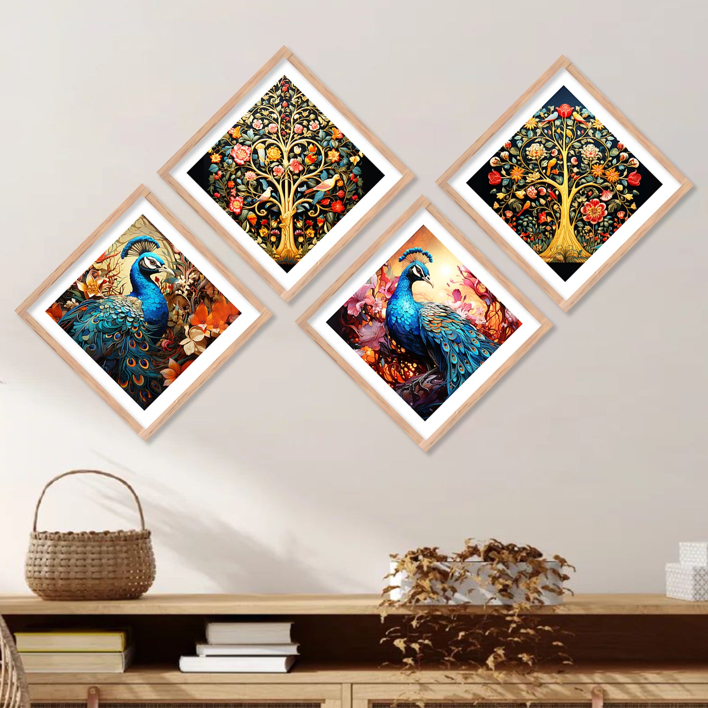 Modern Art Framed Print Combo for Home Living Room Office Wall Decor