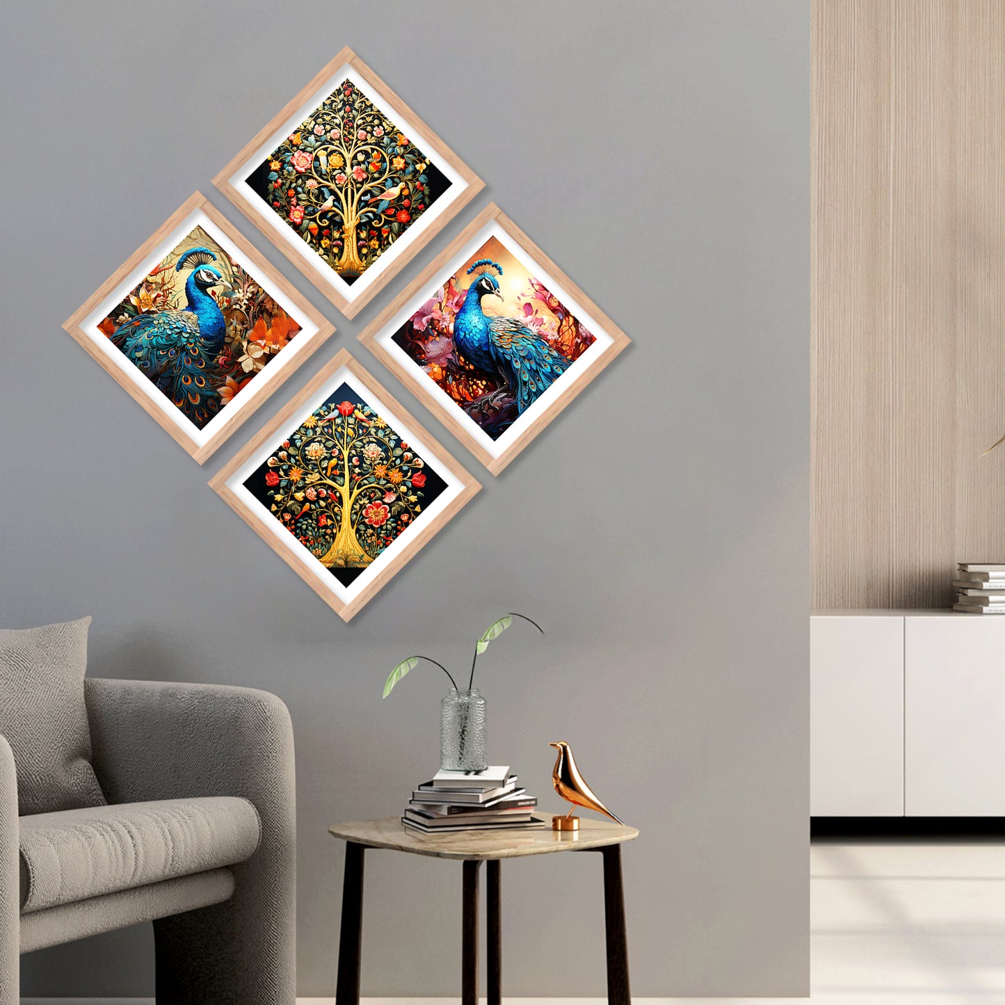 Modern Art Framed Print Combo for Home Living Room Office Wall Decor