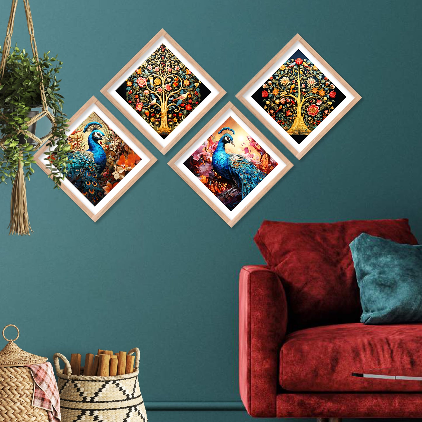 Modern Art Framed Print Combo for Home Living Room Office Wall Decor