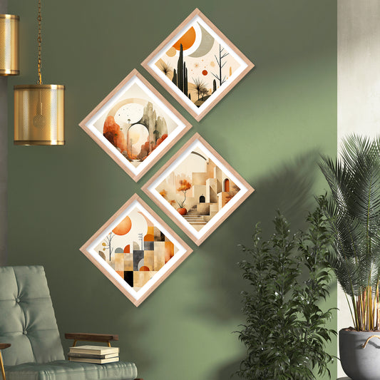 Modern Art Framed Print Combo for Home Living Room Office Wall Decor