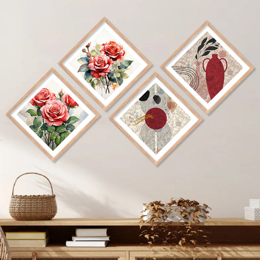 Modern Art Framed Print Combo for Home Living Room Office Wall Decor