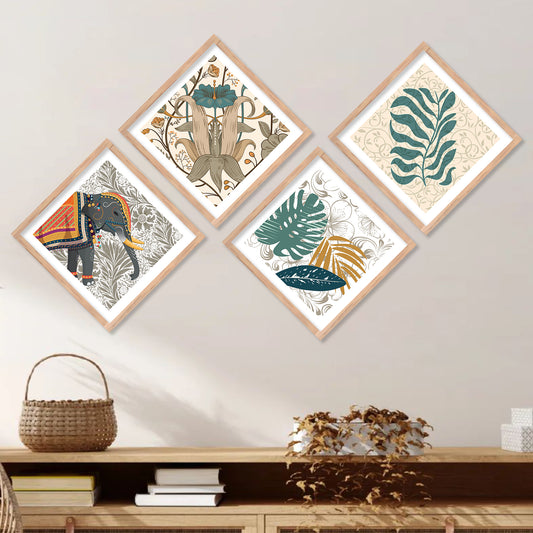 Modern Art Framed Print Combo for Home Living Room Office Wall Decor