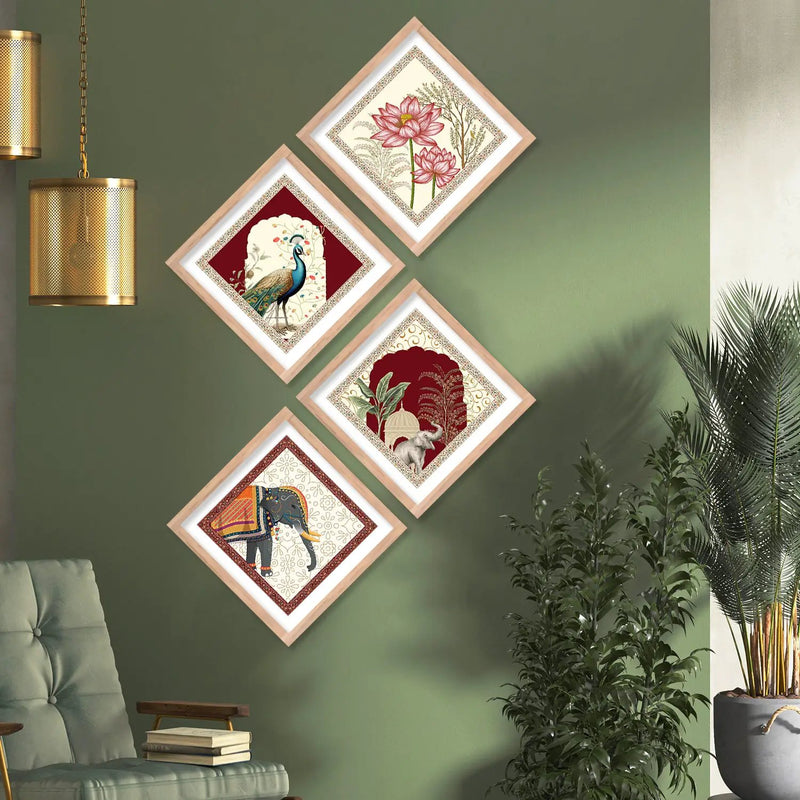 Modern Art Framed Print Combo for Home Living Room Office Wall Decor