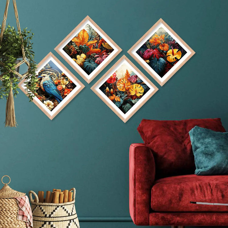 Modern Art Framed Print Combo for Home Living Room Office Wall Decor
