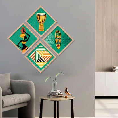 Tribal Woman Art Framed Print Combo for Home Living Room Office Wall Decor