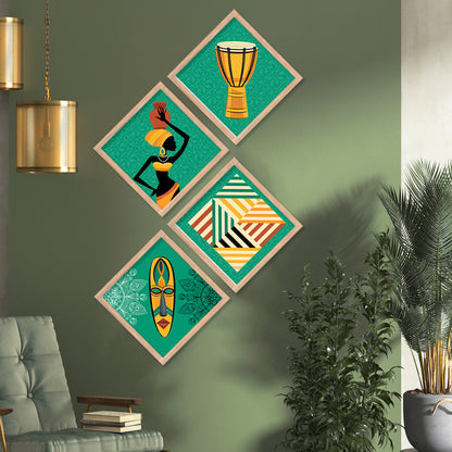 Tribal Woman Art Framed Print Combo for Home Living Room Office Wall Decor