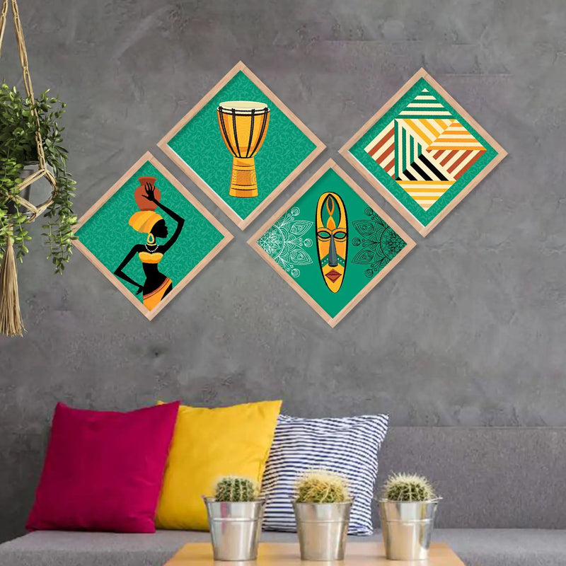 Tribal Woman Art Framed Print Combo for Home Living Room Office Wall Decor by Kotart store