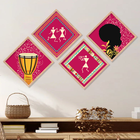 Tribal Woman Art Framed Print Combo for Home Living Room Office Wall Decor