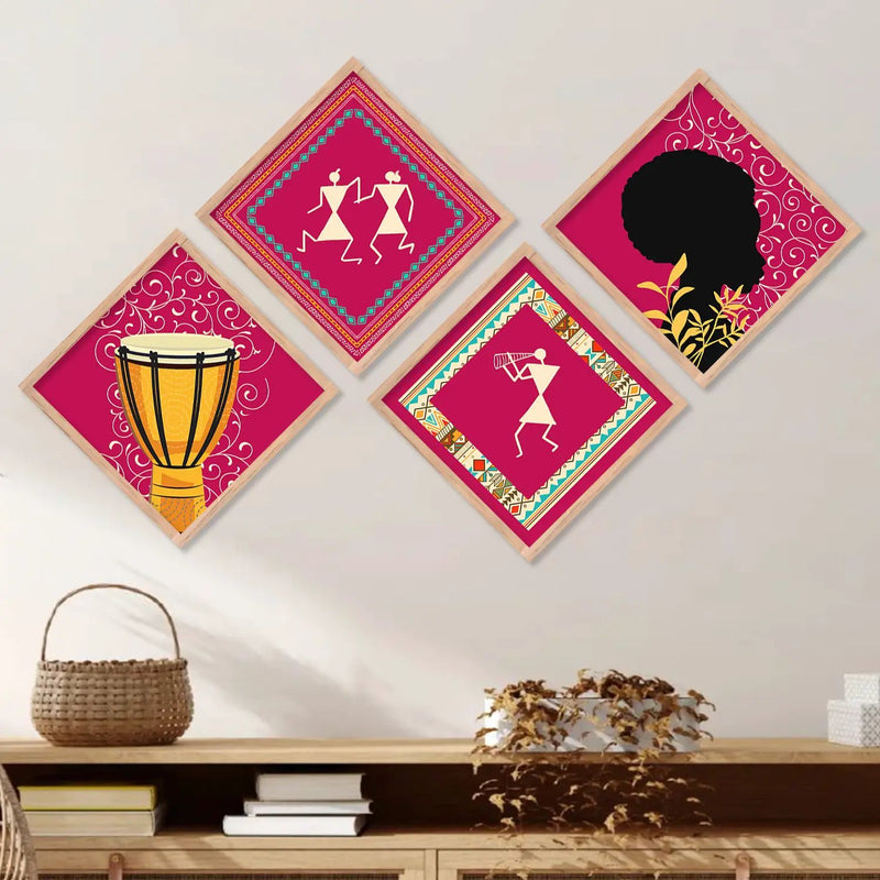 Tribal Woman Art Framed Print Combo for Home Living Room Office Wall Decor by Kotart store