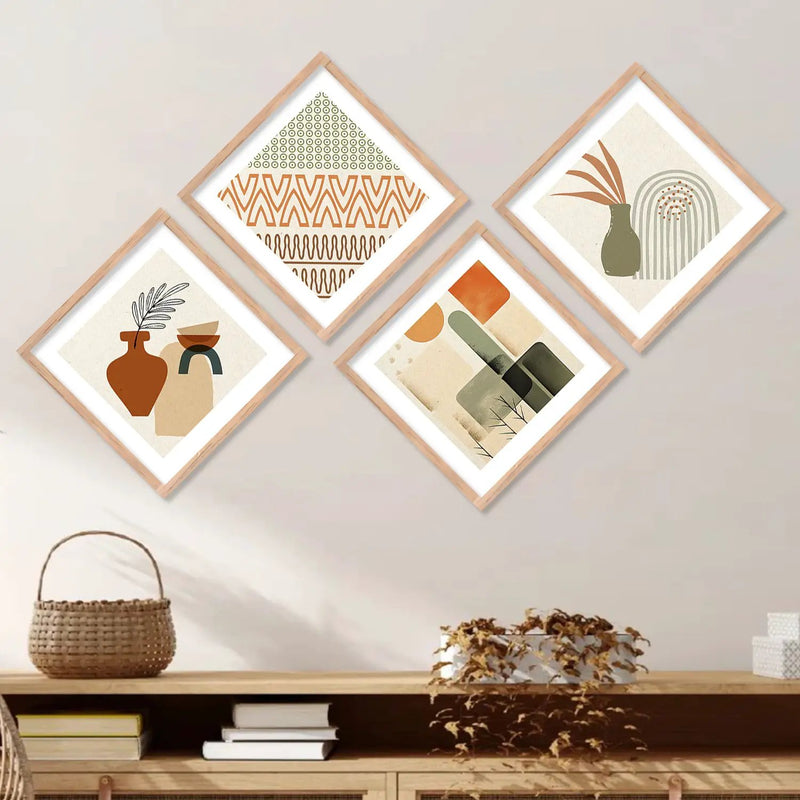 Nature Inspired Modern Art Framed Print Combo for Home Living Room Office Wall Decor