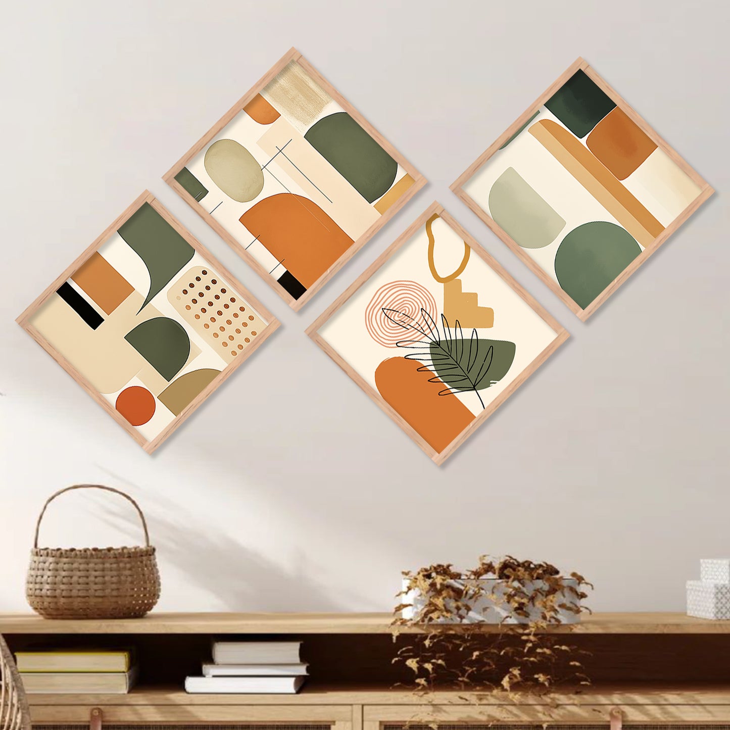 Modern Art Framed Print Combo for Home Living Room Office Wall Decor