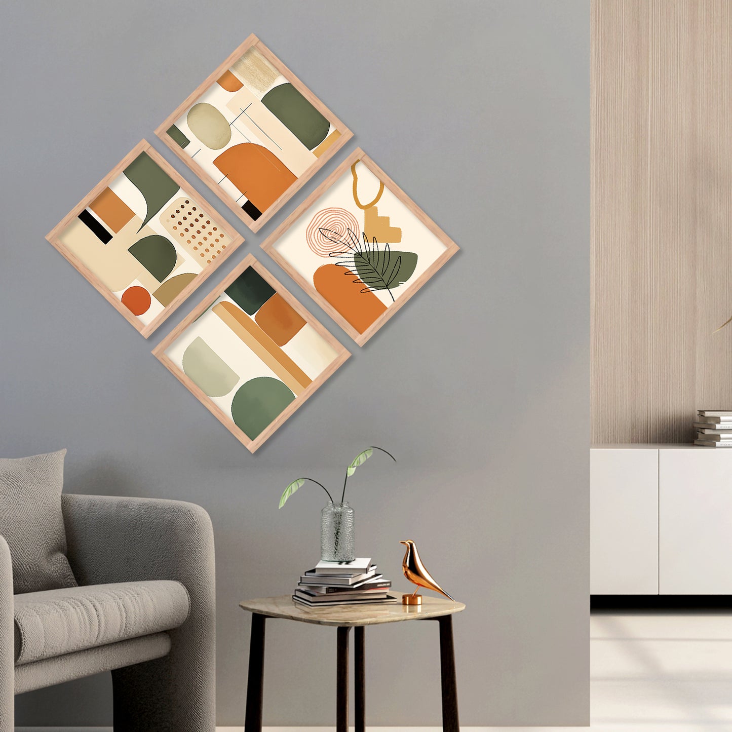 Modern Art Framed Print Combo for Home Living Room Office Wall Decor