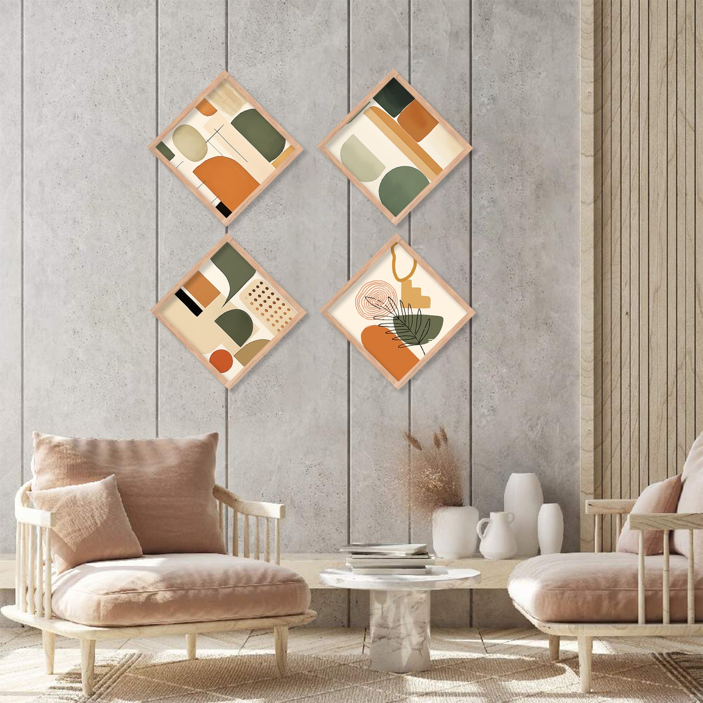 Modern Art Framed Print Combo for Home Living Room Office Wall Decor