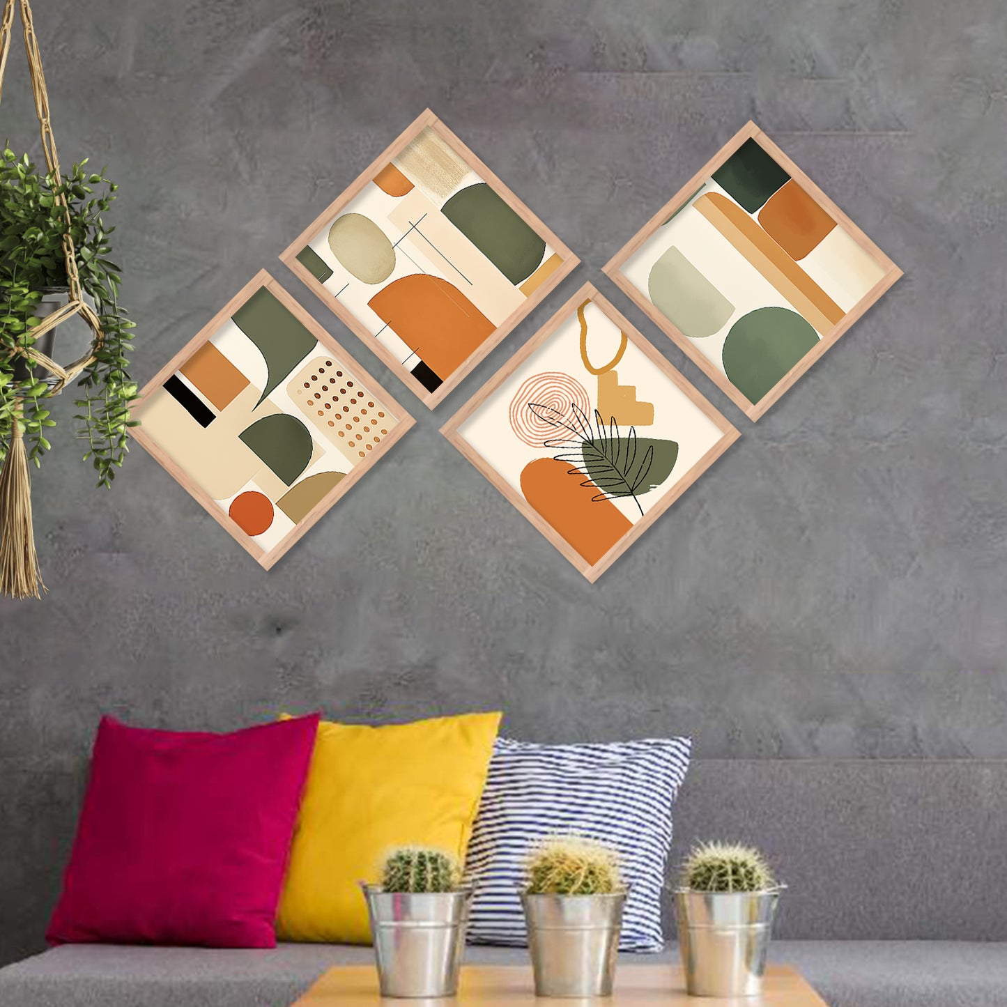 Modern Art Framed Print Combo for Home Living Room Office Wall Decor