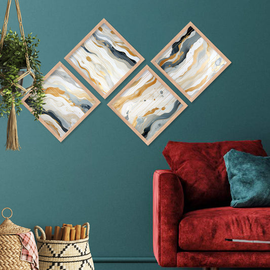 Modern Art Framed Print Combo for Home Living Room Office Wall Decor