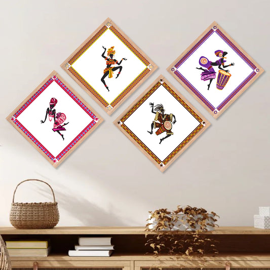 African Tribal Art Framed Print Combo for Home Living Room Office Wall Decor